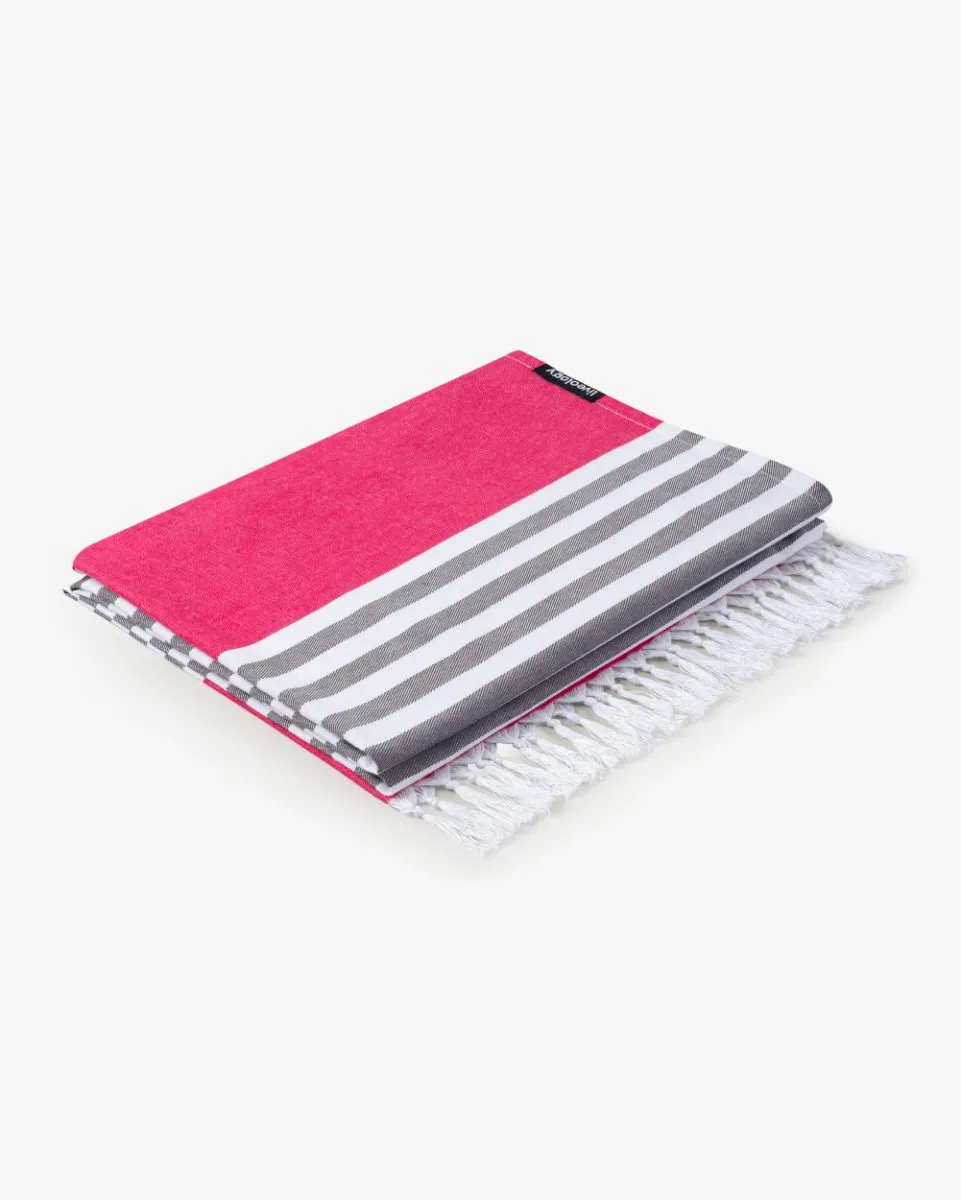 Bamboo & cotton Blend Woven Everyday Towels in Fuschia | Tula Stripe