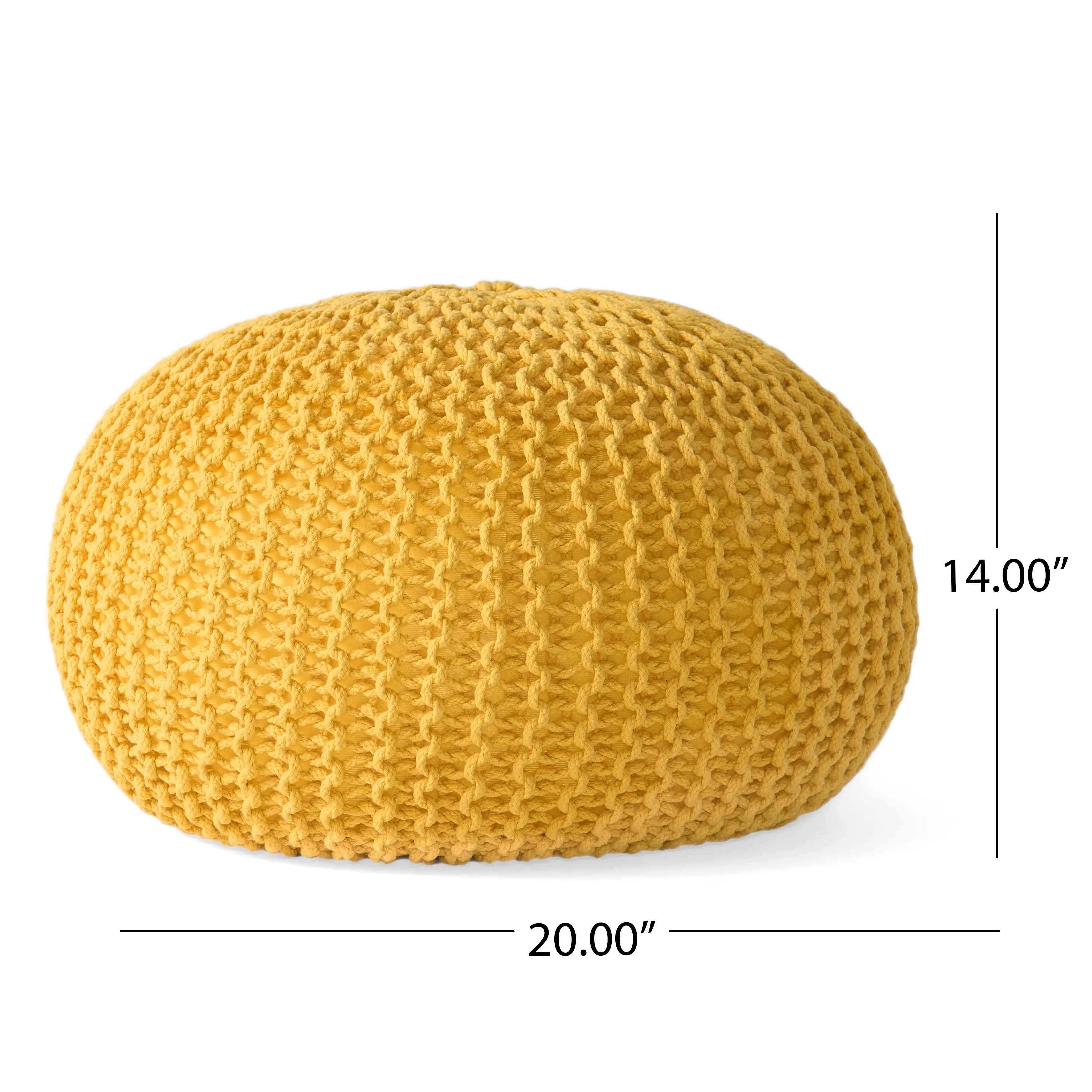 Barwick Modern Knitted Cotton Round Pouf