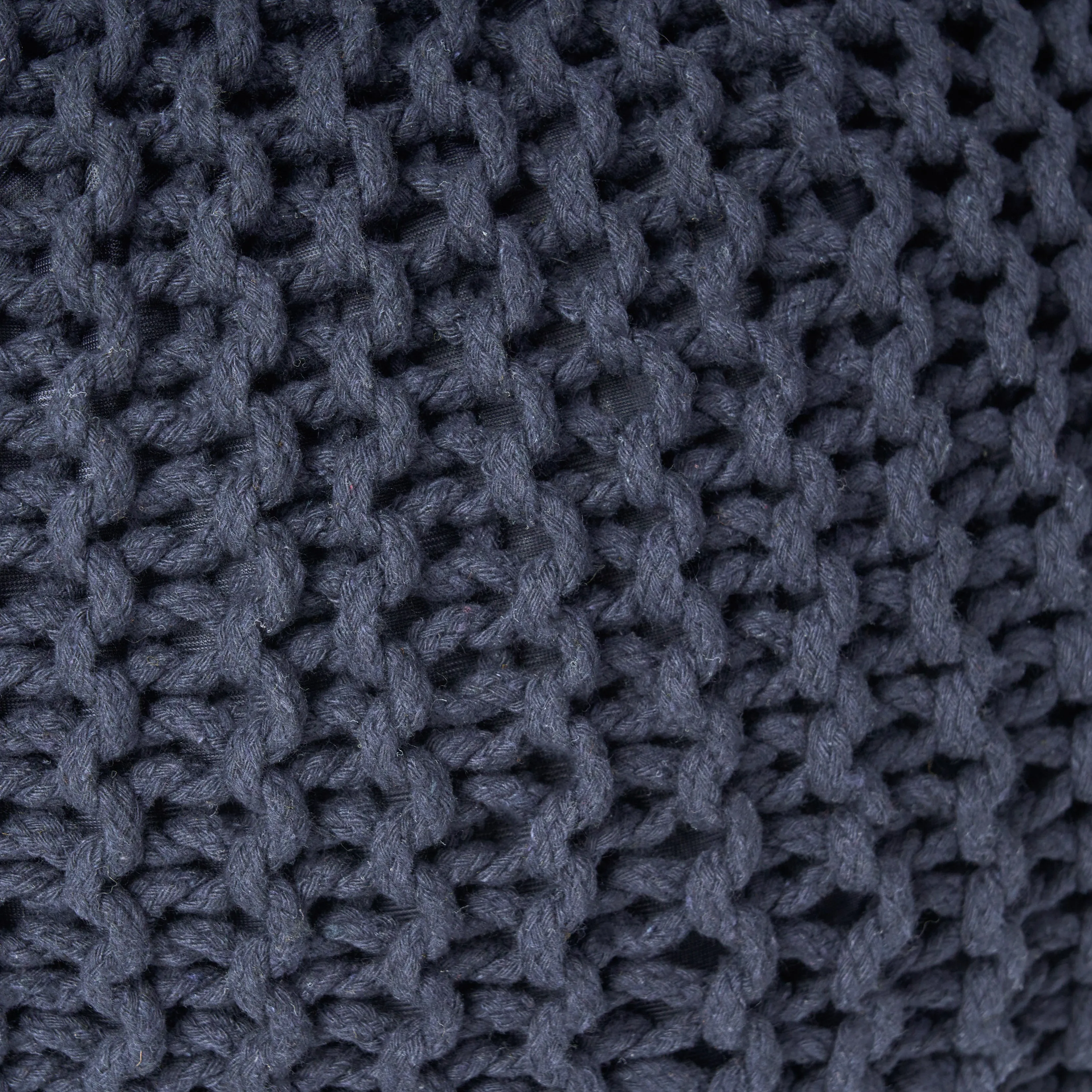 Barwick Modern Knitted Cotton Round Pouf