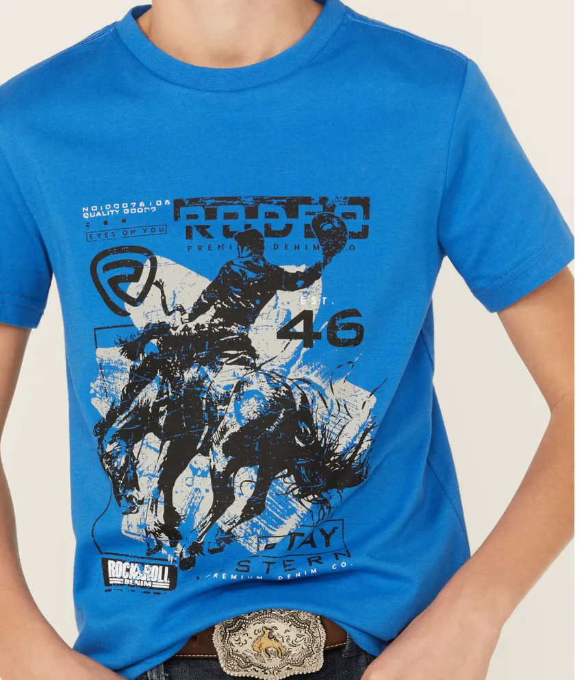 BB21T03677 - Rock And Roll Denim Graphic Kids Tee