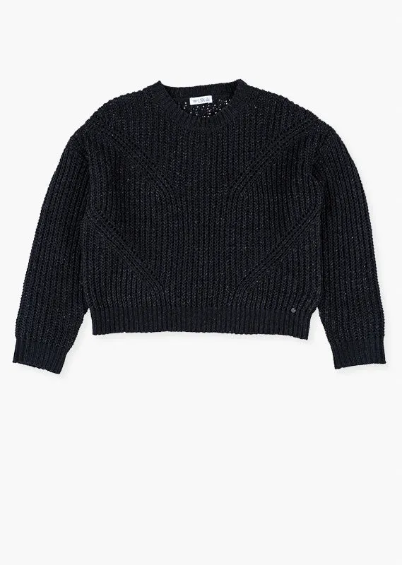 Black Chenille Chunky Knit Sweater