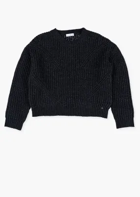 Black Chenille Chunky Knit Sweater