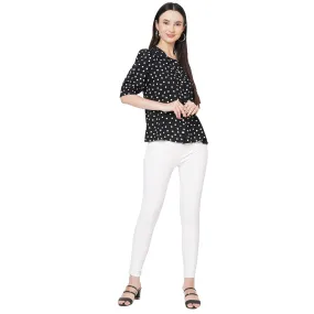 Black Polka Dot Printed Top For Women