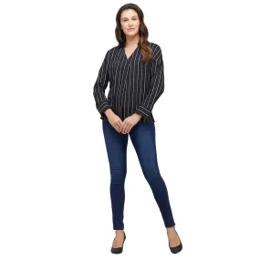Black Stripe Full Sleeves Top