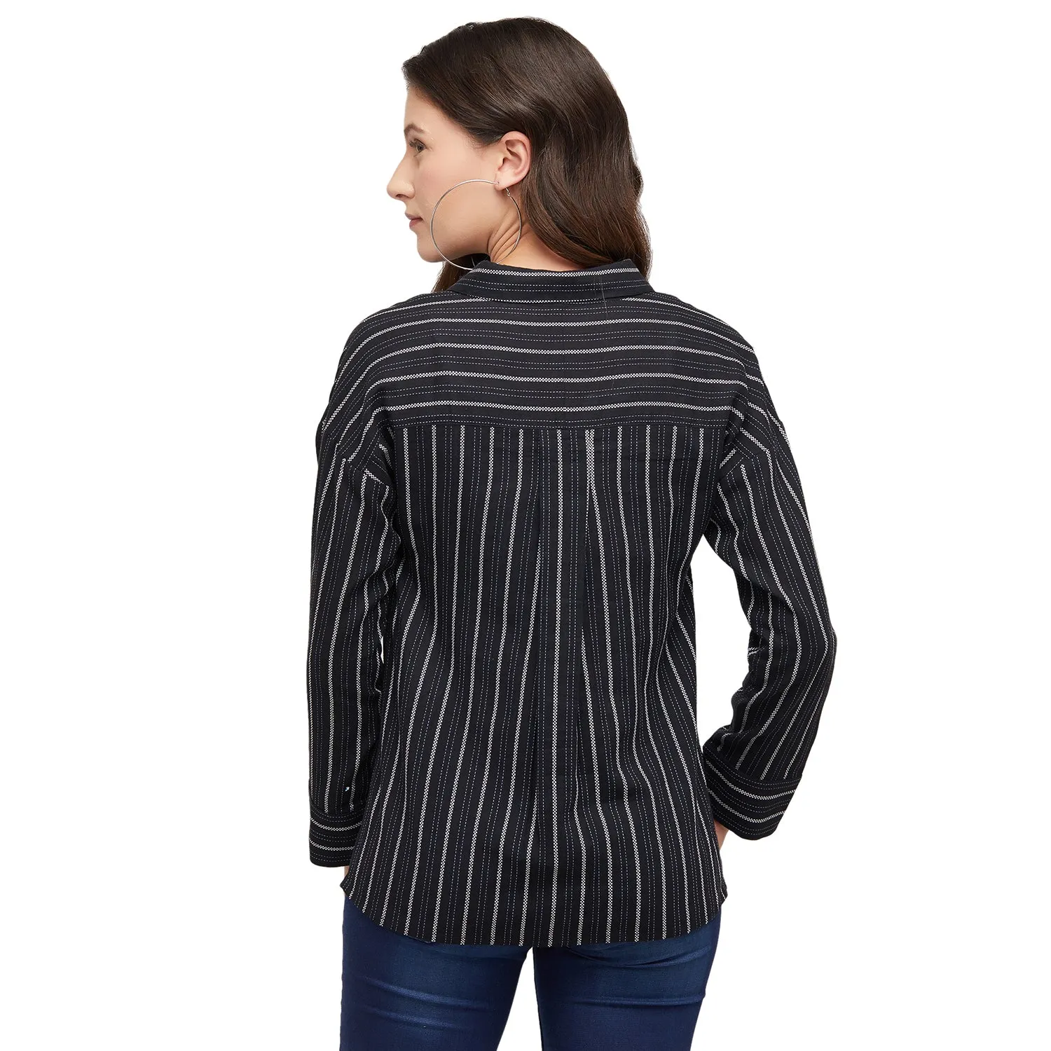 Black Stripe Full Sleeves Top