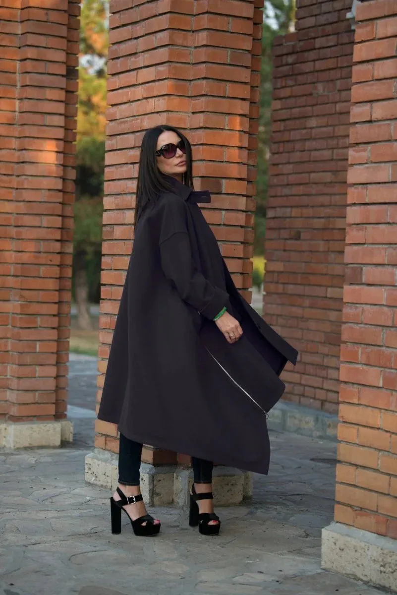Black Wool Women Coat FEDERICA SALE