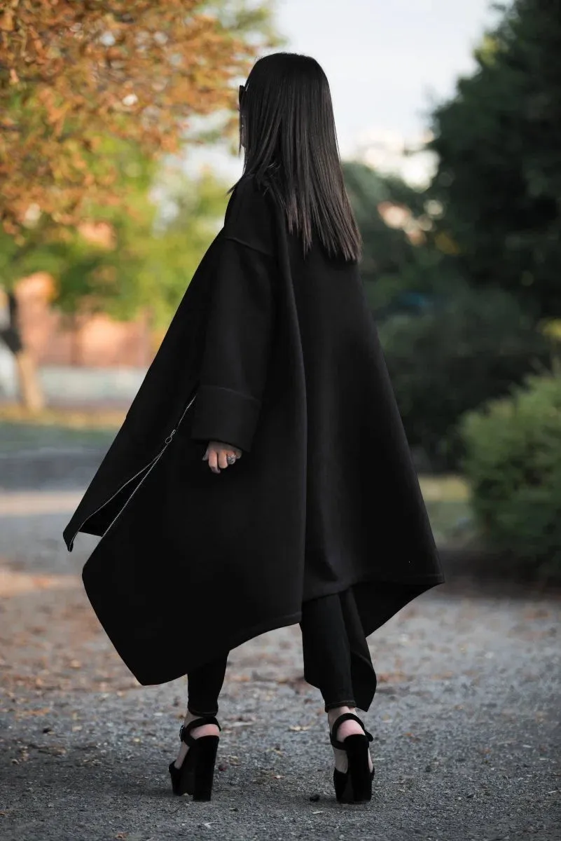 Black Wool Women Coat FEDERICA SALE