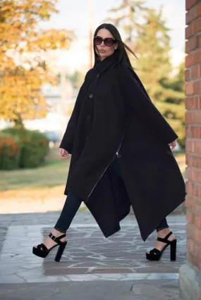 Black Wool Women Coat FEDERICA SALE