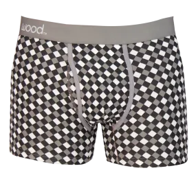 Boxer Brief w/ Fly in Black & White Dimension by Wood Underwear
