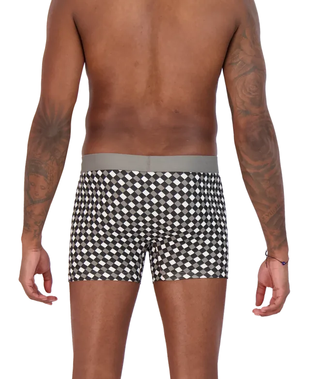 Boxer Brief w/ Fly in Black & White Dimension by Wood Underwear