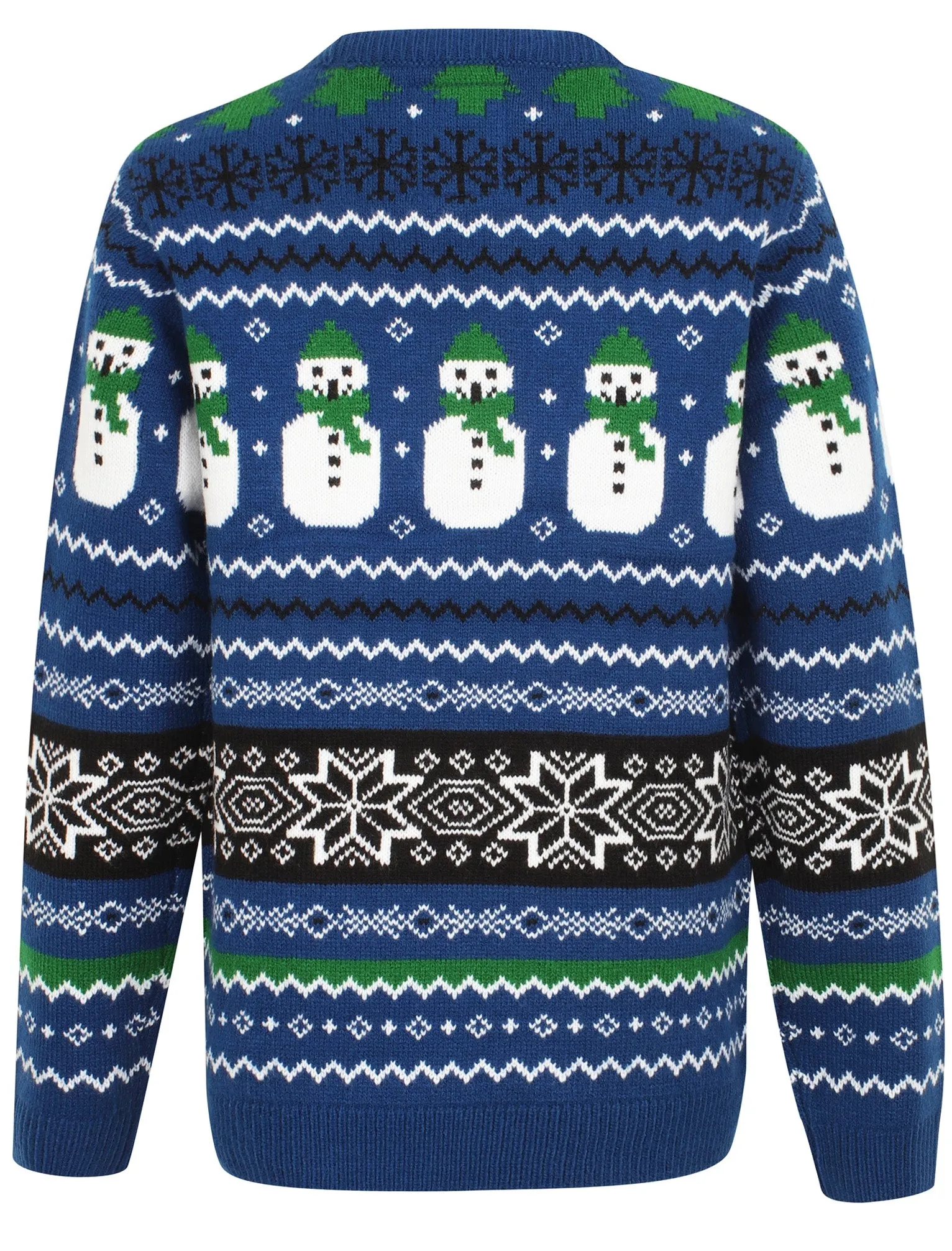 Boys Snow Paper Novelty Christmas Jumper In Sapphire - Season's Greetings Kids (5-13yrs)