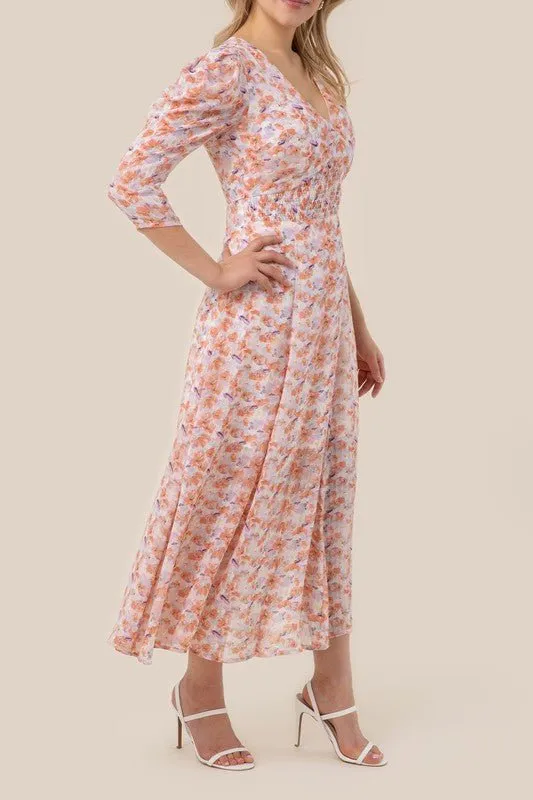 Breezy Blooms Long Sleeve Chiffon Maxi Dress