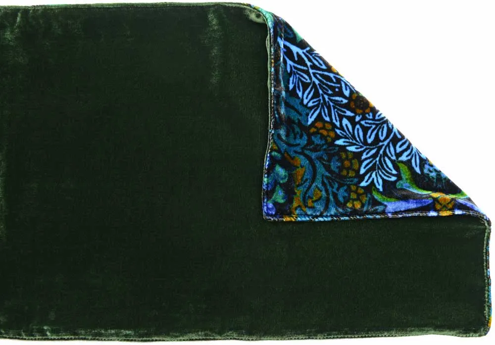 Butterfly Belle, silk velvet scarf. OLIVE GREEN back.