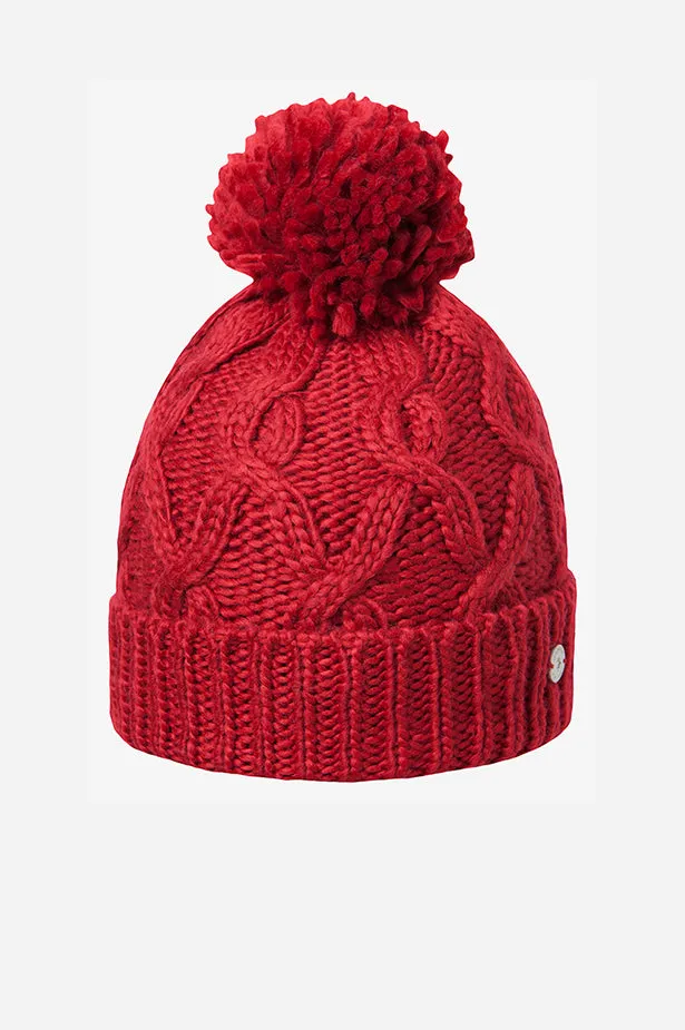 CABLE CUFF POM BEANIE