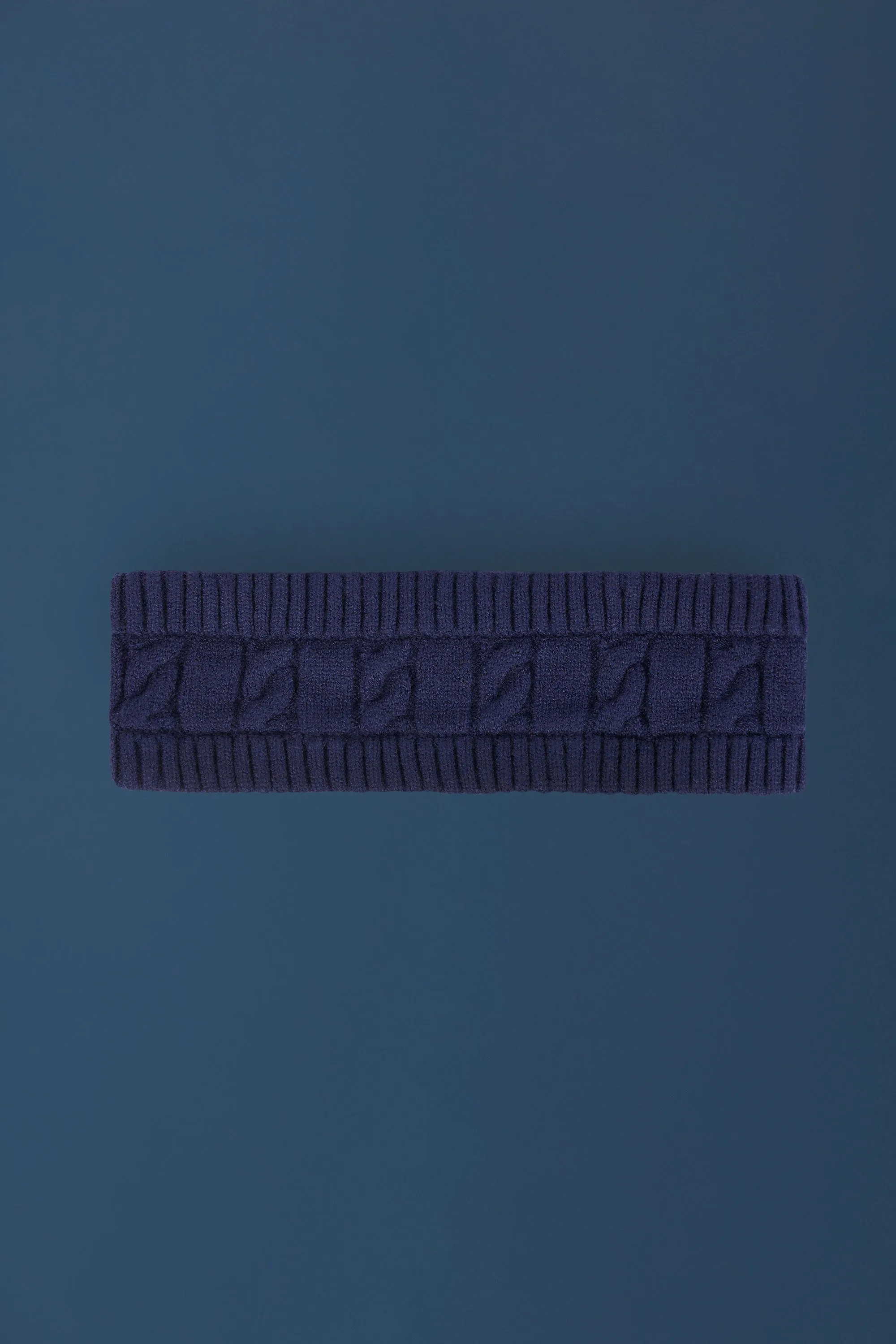 Cable-Knit Headband in Navy