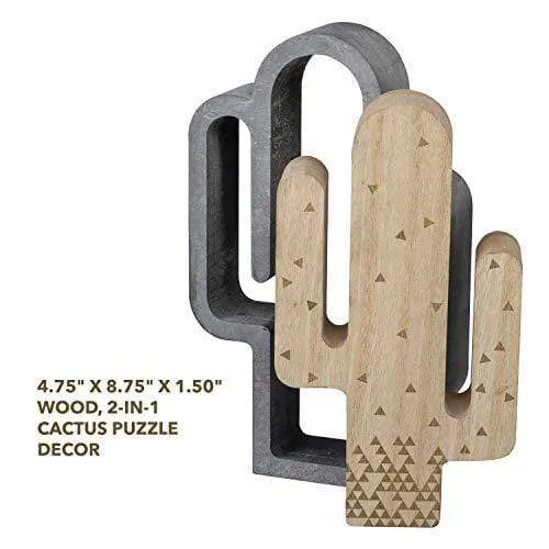 Cactus Decorations - Cactus Puzzle Standing 2 in 1 Standing Home Decor (4.75 x 8.75")
