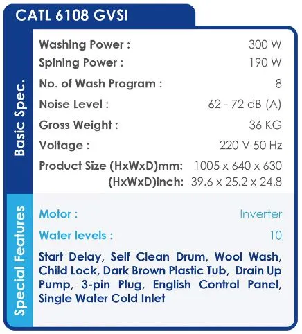 Candy CATL 6108 GVSI 10KG Fully Automatic Top Load Washer