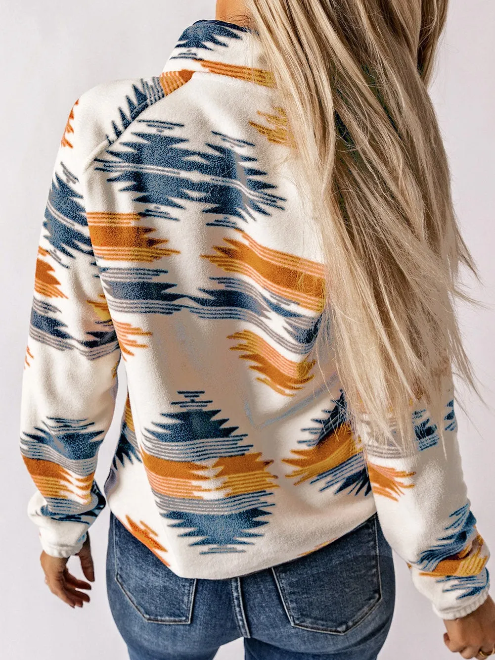 Casual Fleece Jacket in Tribal Print