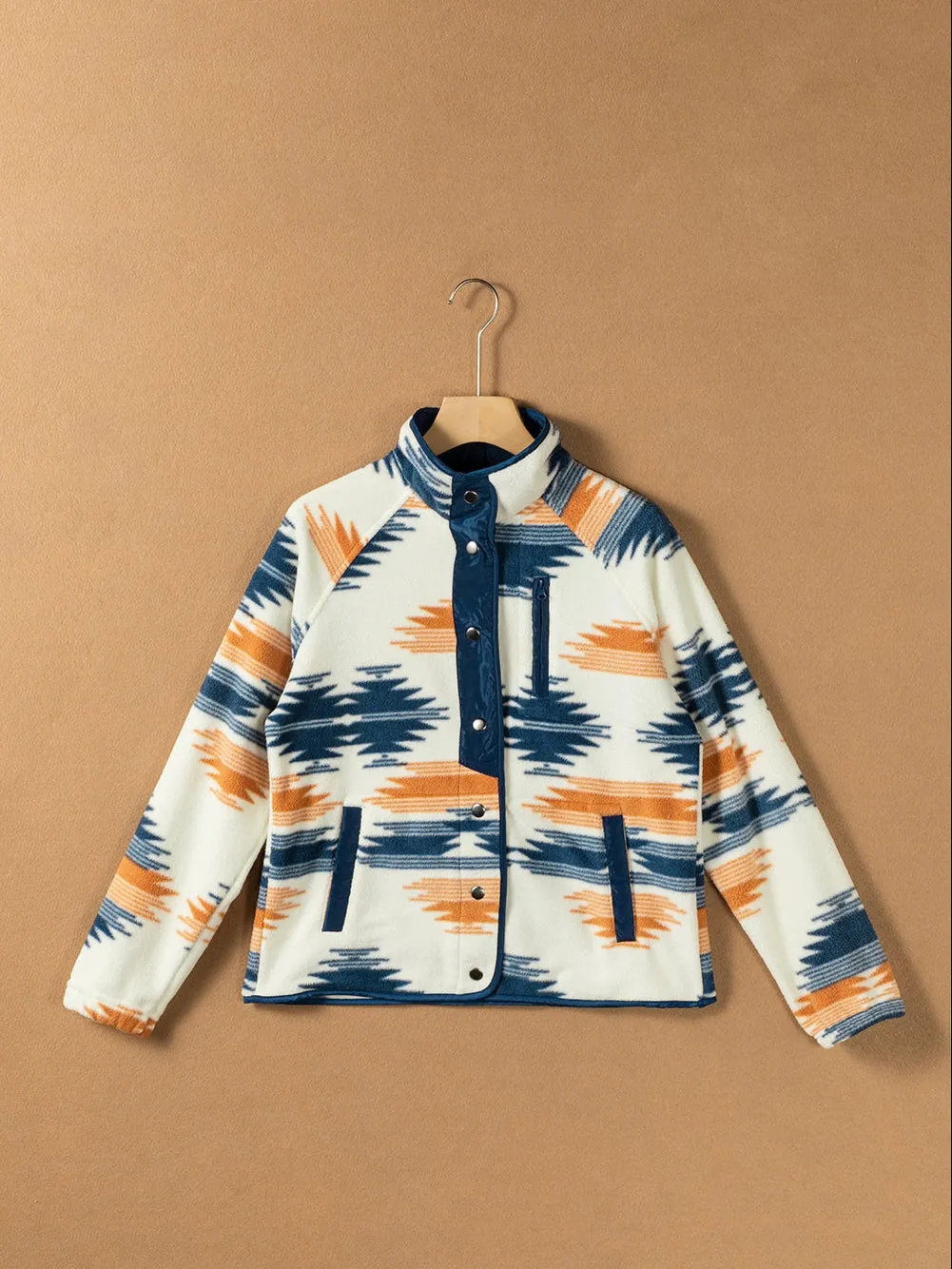 Casual Fleece Jacket in Tribal Print