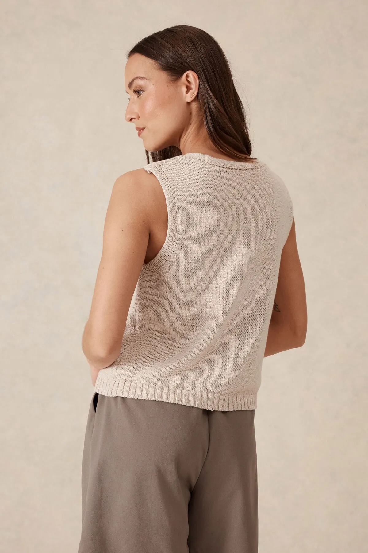 Ceres Life Beach Knit Button Vest