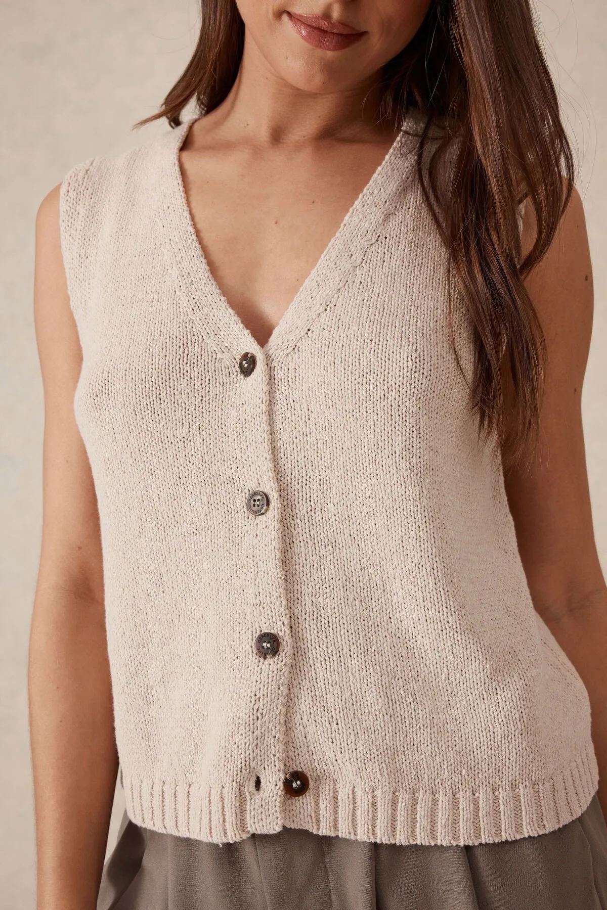Ceres Life Beach Knit Button Vest