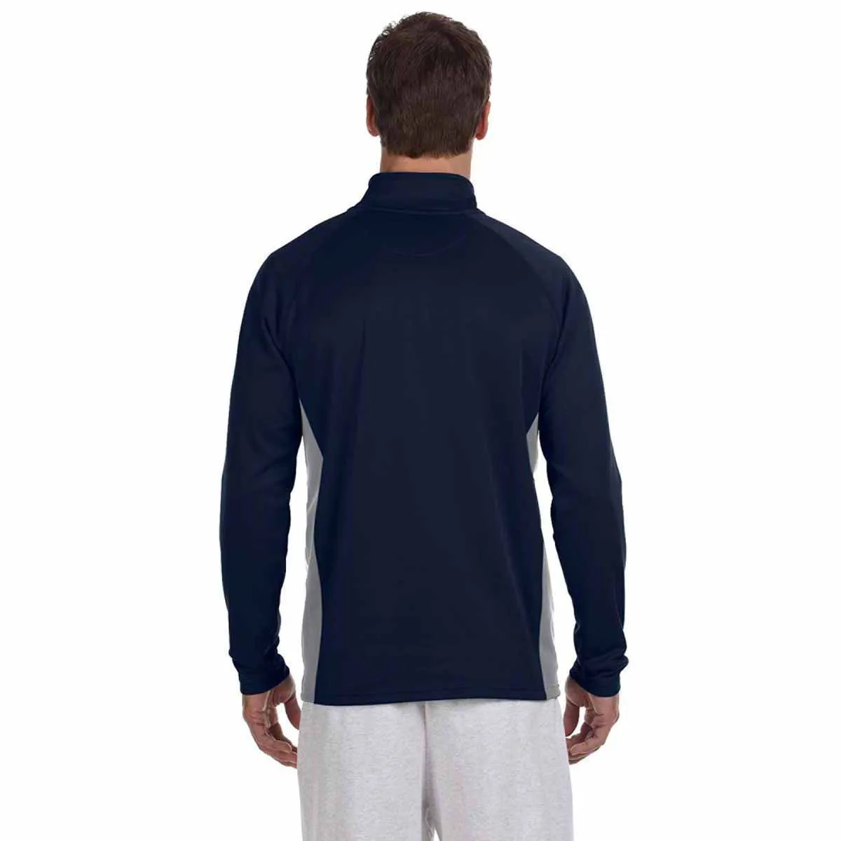 Champion Men's Navy/Stone Grey Performance 5.4-Ounce Colorblock Quarter-Zip Jacket