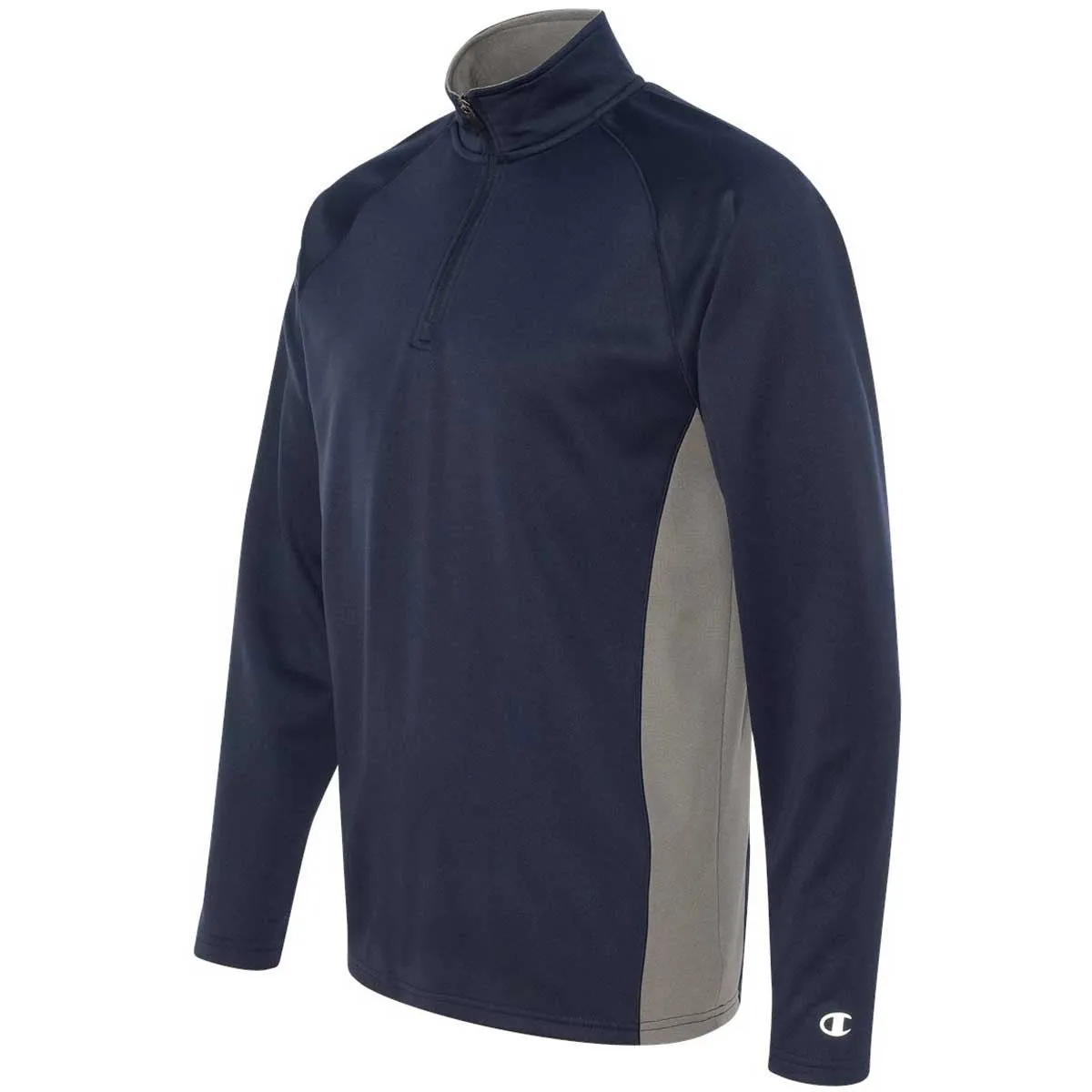 Champion Men's Navy/Stone Grey Performance 5.4-Ounce Colorblock Quarter-Zip Jacket