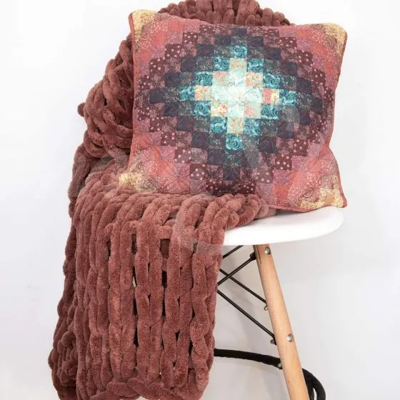 Chenille Chunky Knit Throw ~ Rust