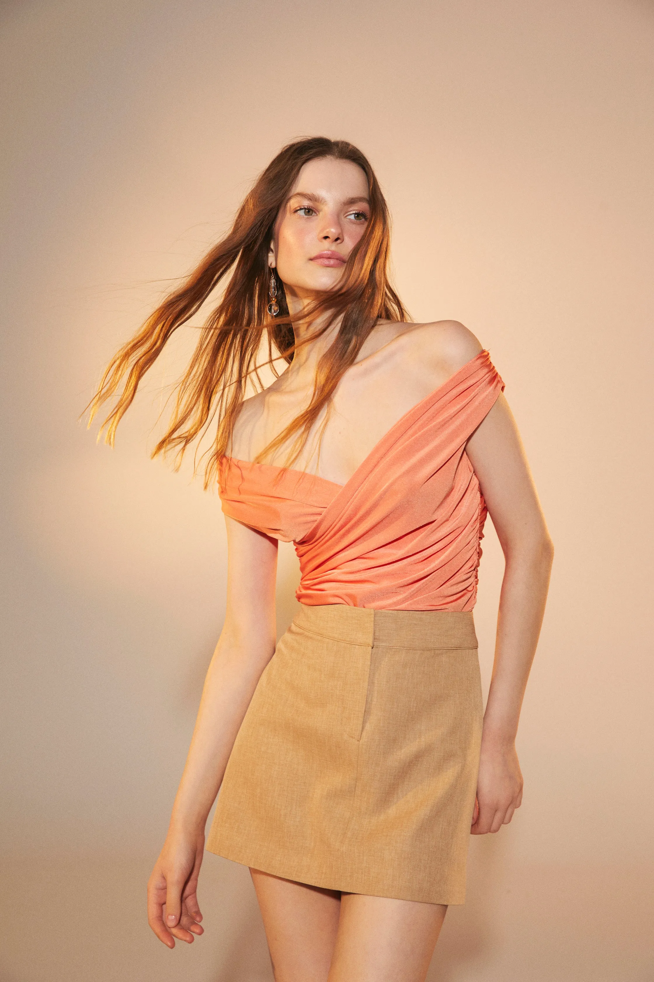 Cheri Jersey Blouse  in Tangerine
