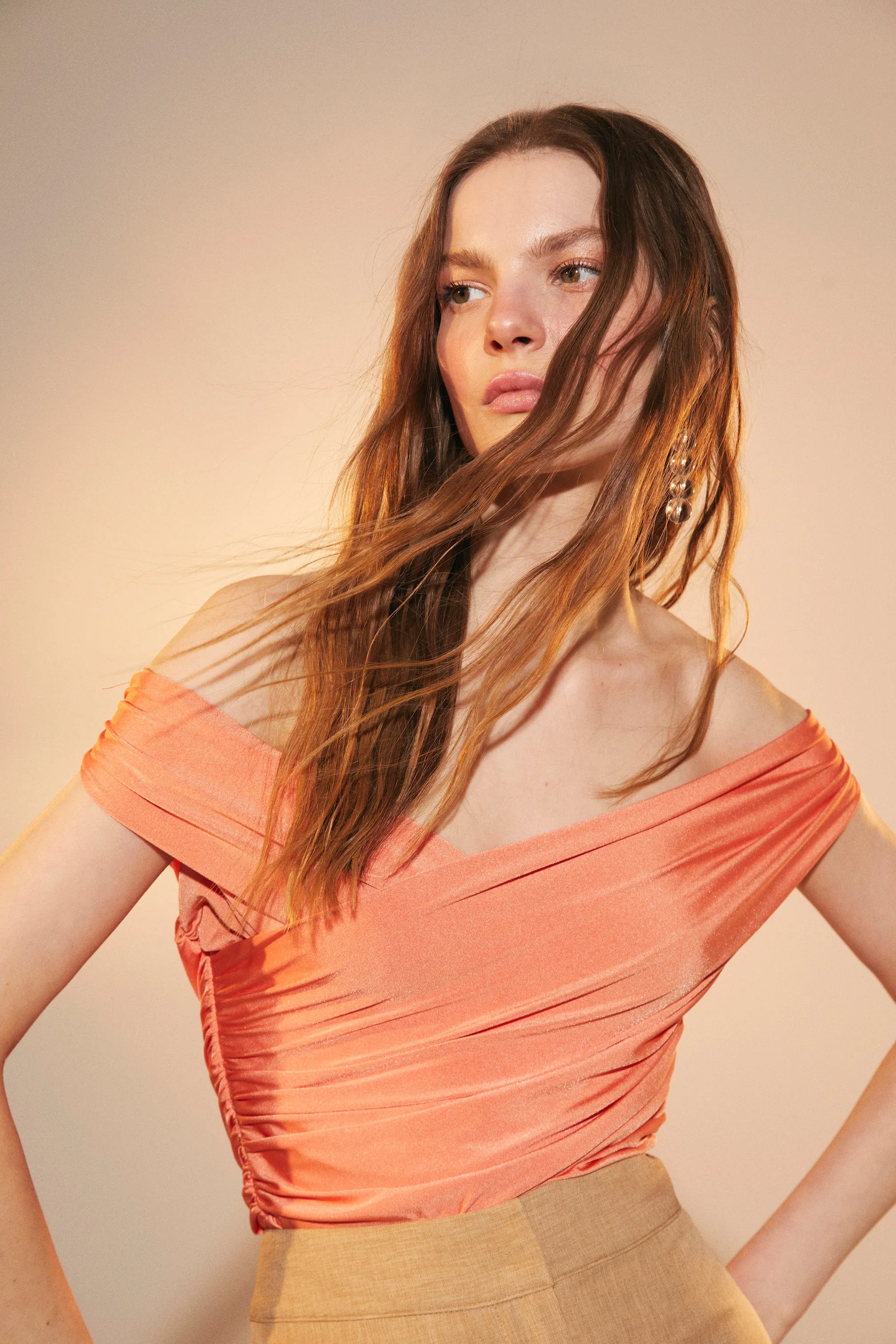 Cheri Jersey Blouse  in Tangerine