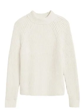 Chunky High Crew-Neck Sweater in Ivory White