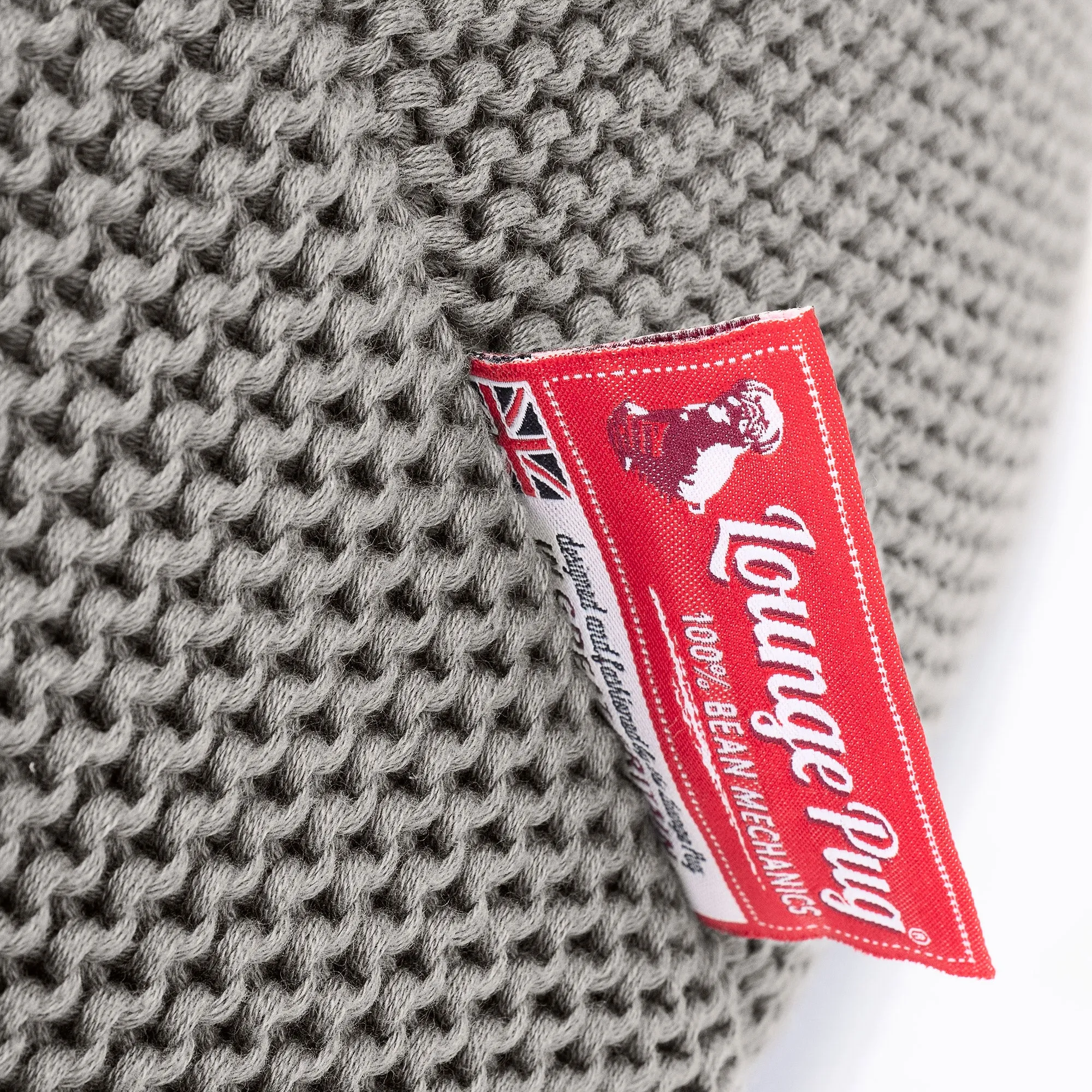 Chunky Knit Footstool Pouffe - Ellos Knitted Graphite Grey