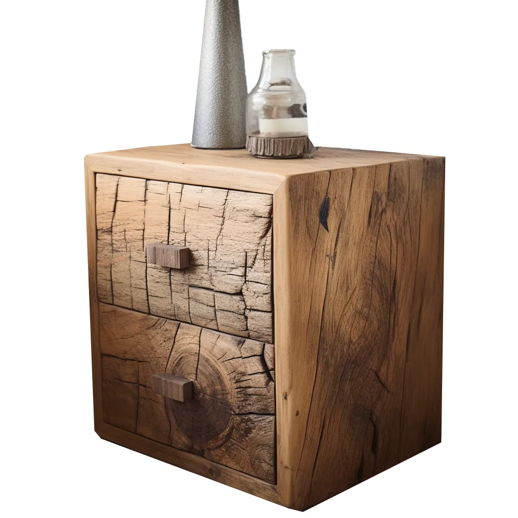 Chunky Wooden bedside Unit - 2 solid wood drawers