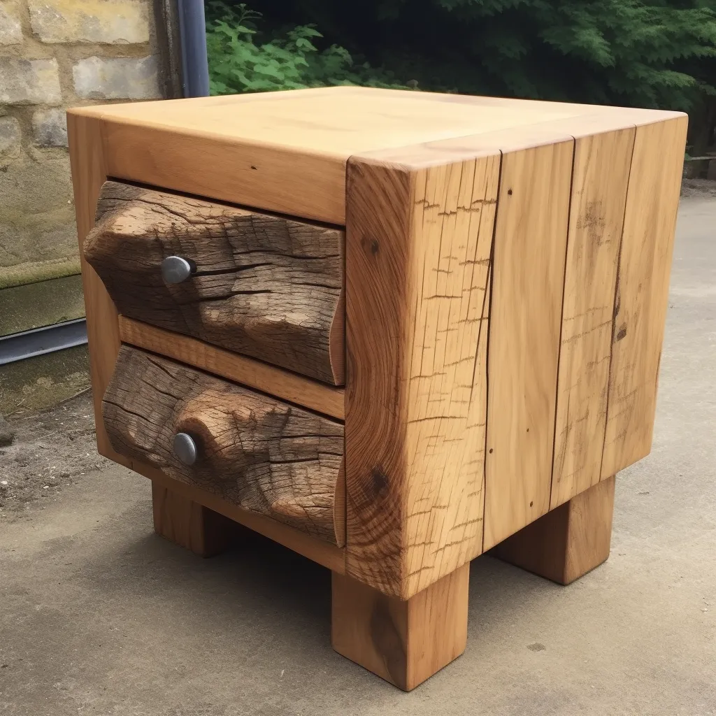 Chunky Wooden bedside Unit - 2 solid wood drawers