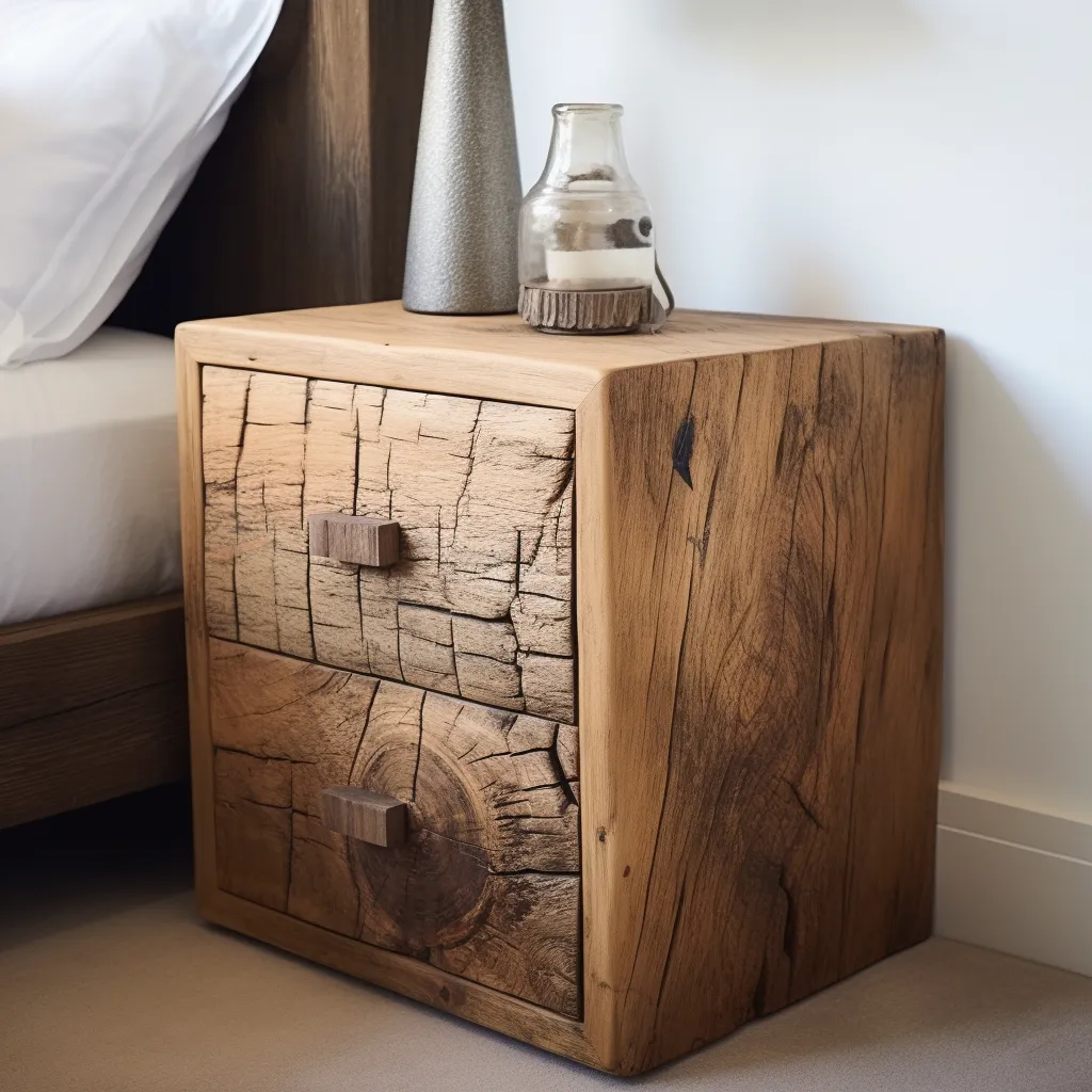 Chunky Wooden bedside Unit - 2 solid wood drawers