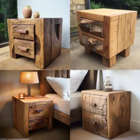 Chunky Wooden bedside Unit - 2 solid wood drawers