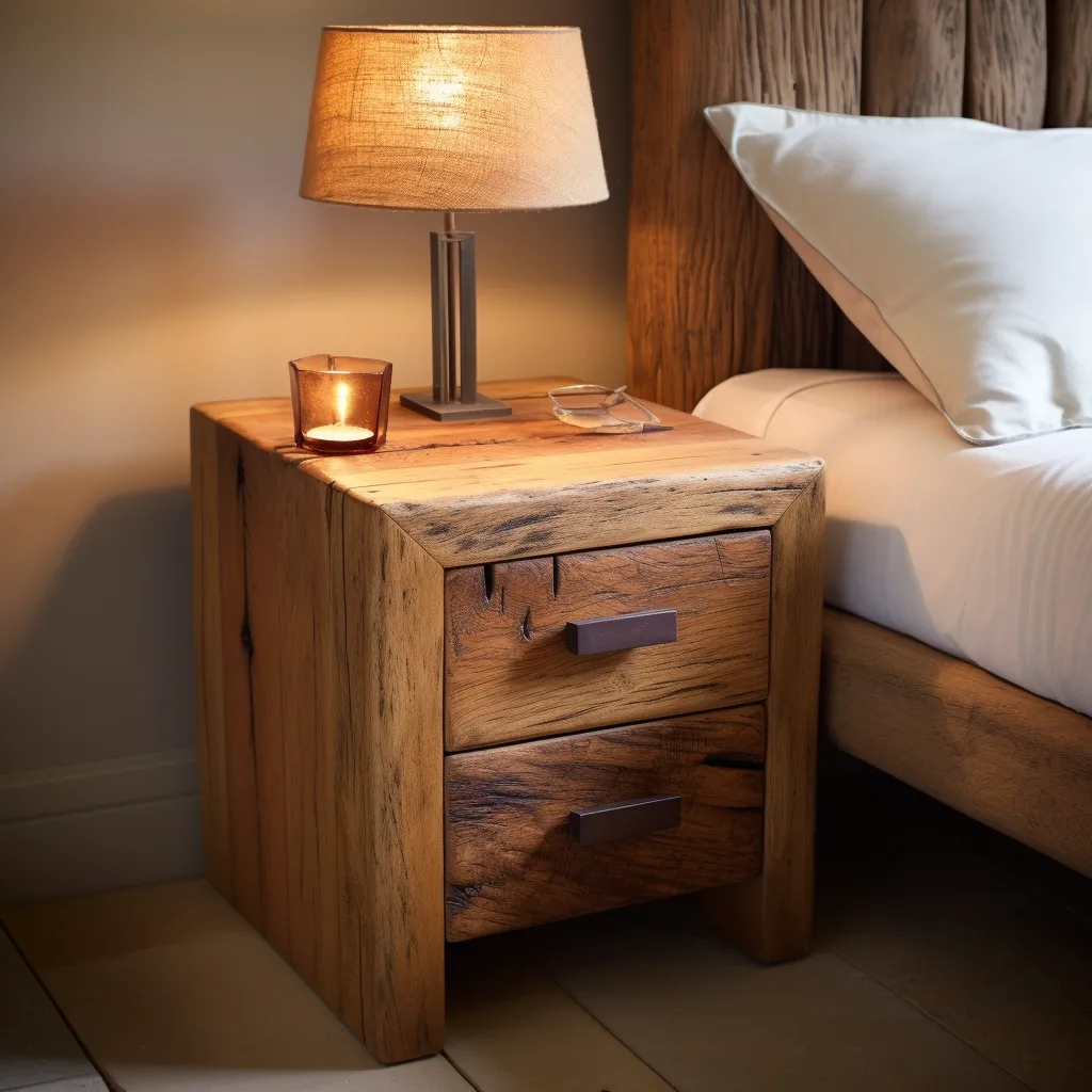 Chunky Wooden bedside Unit - 2 solid wood drawers