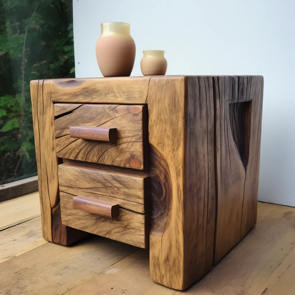 Chunky Wooden bedside Unit - 2 solid wood drawers