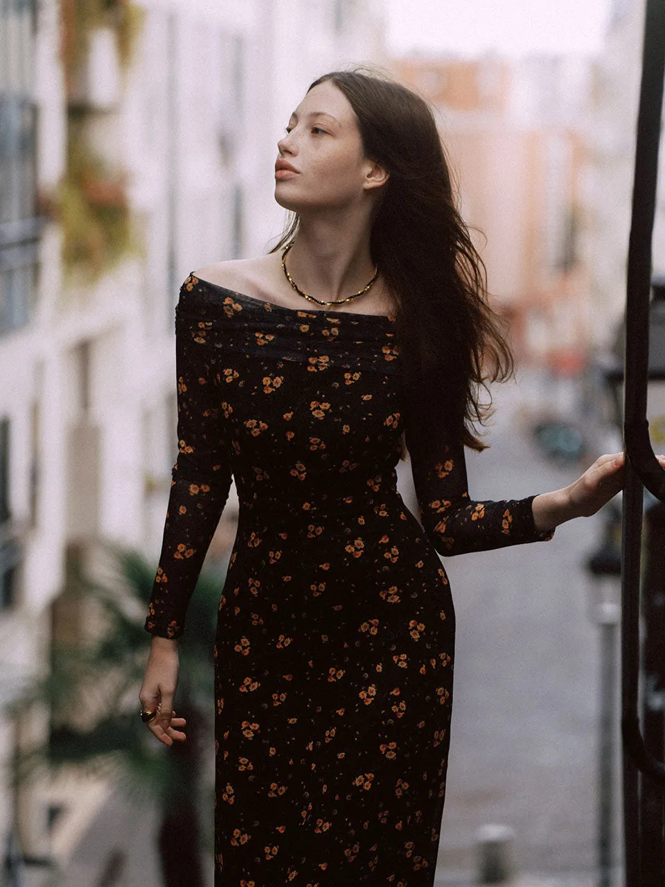 Citrus off-shoulder long dress