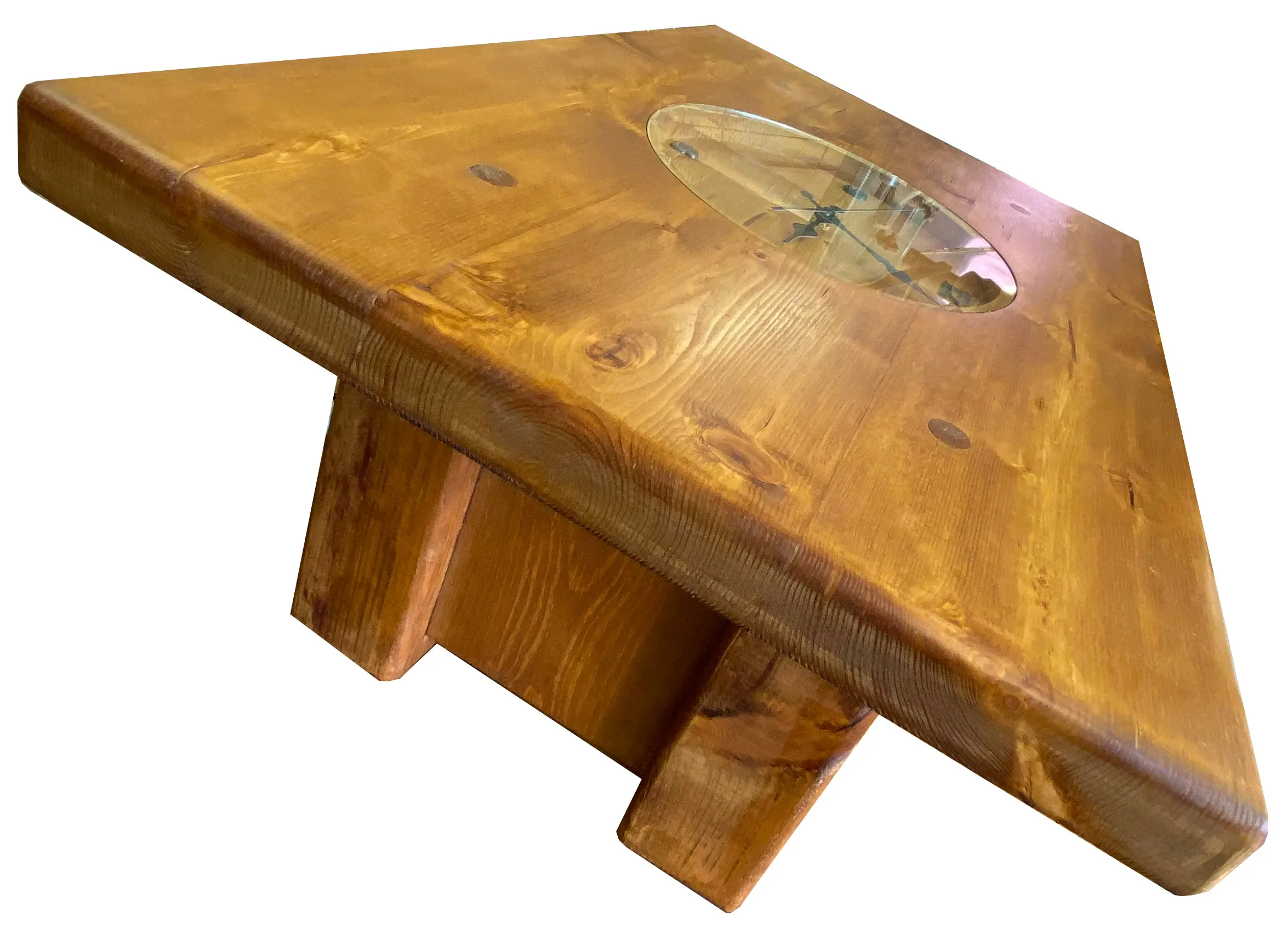 Clock coffee table made from Chunky pine