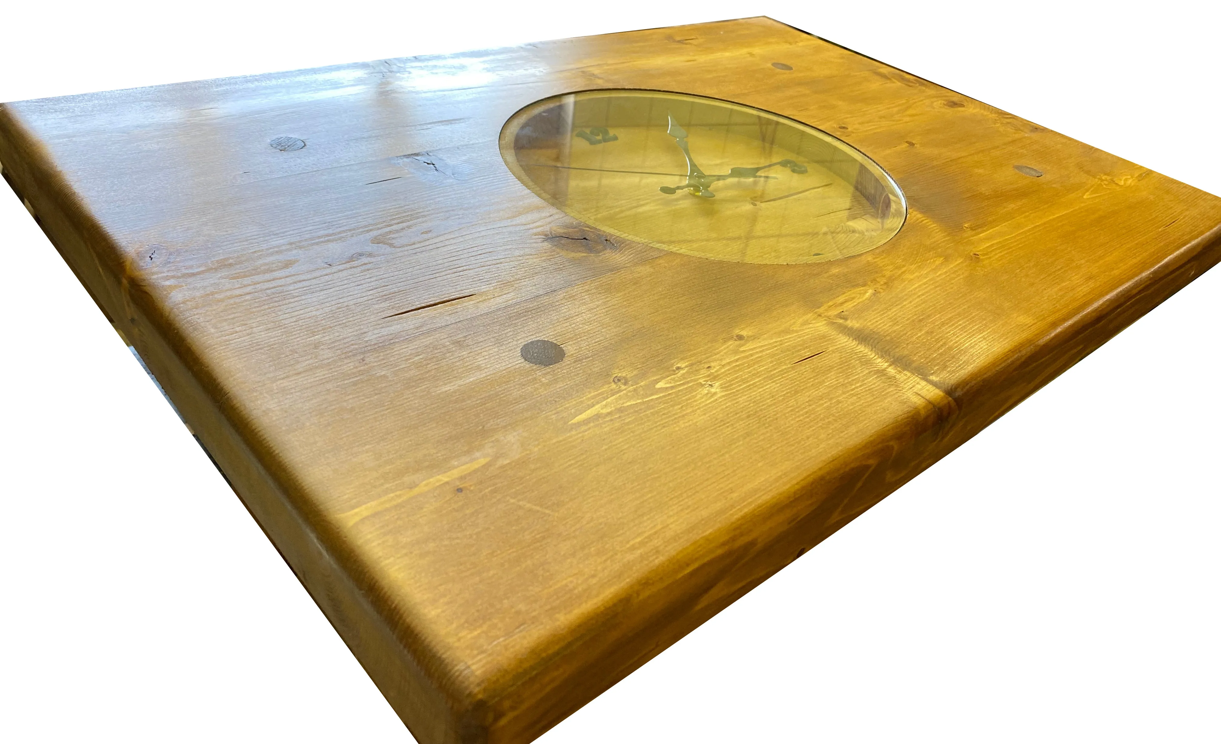 Clock coffee table made from Chunky pine