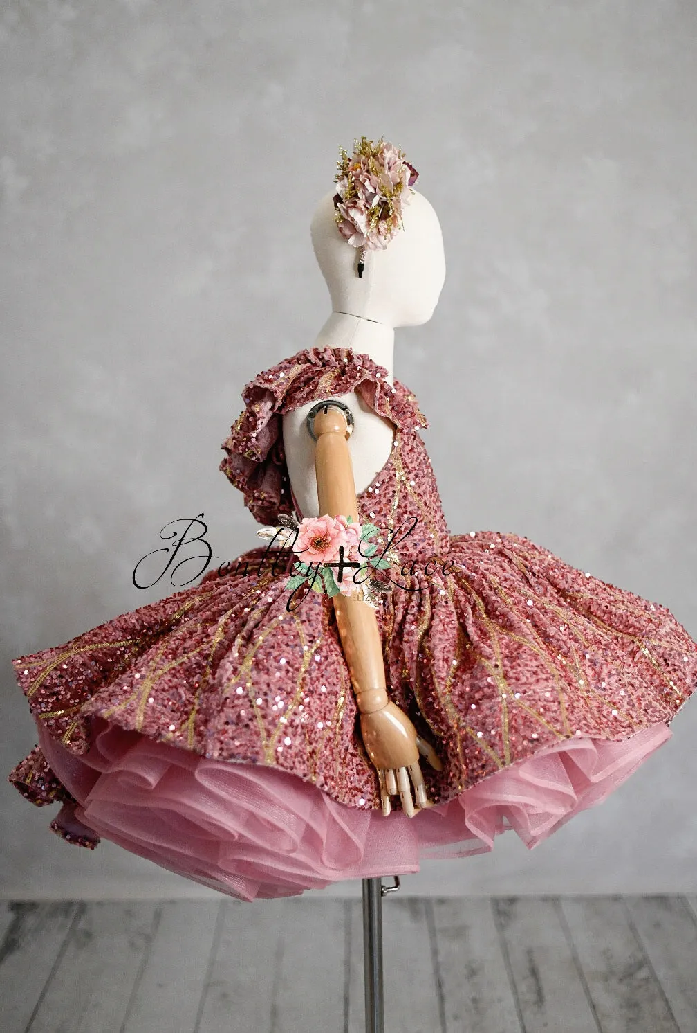 Couture Rental Gown Nutcracker Dance  Pink Petal Length Dress  6-7 Year