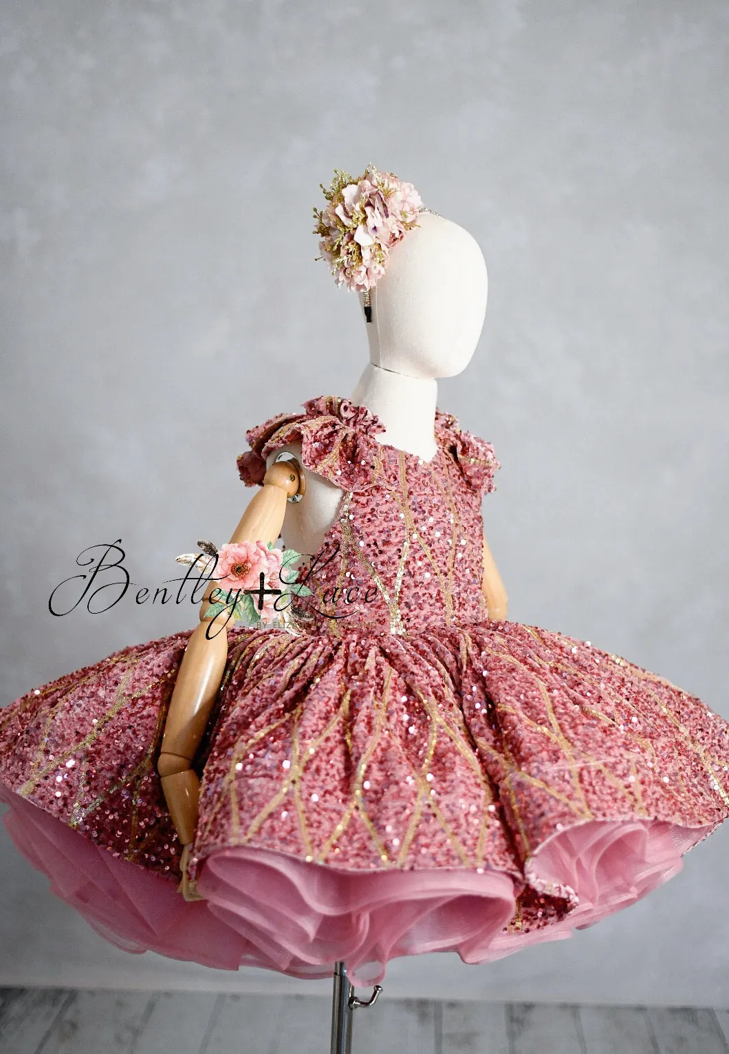 Couture Rental Gown Nutcracker Dance  Pink Petal Length Dress  6-7 Year