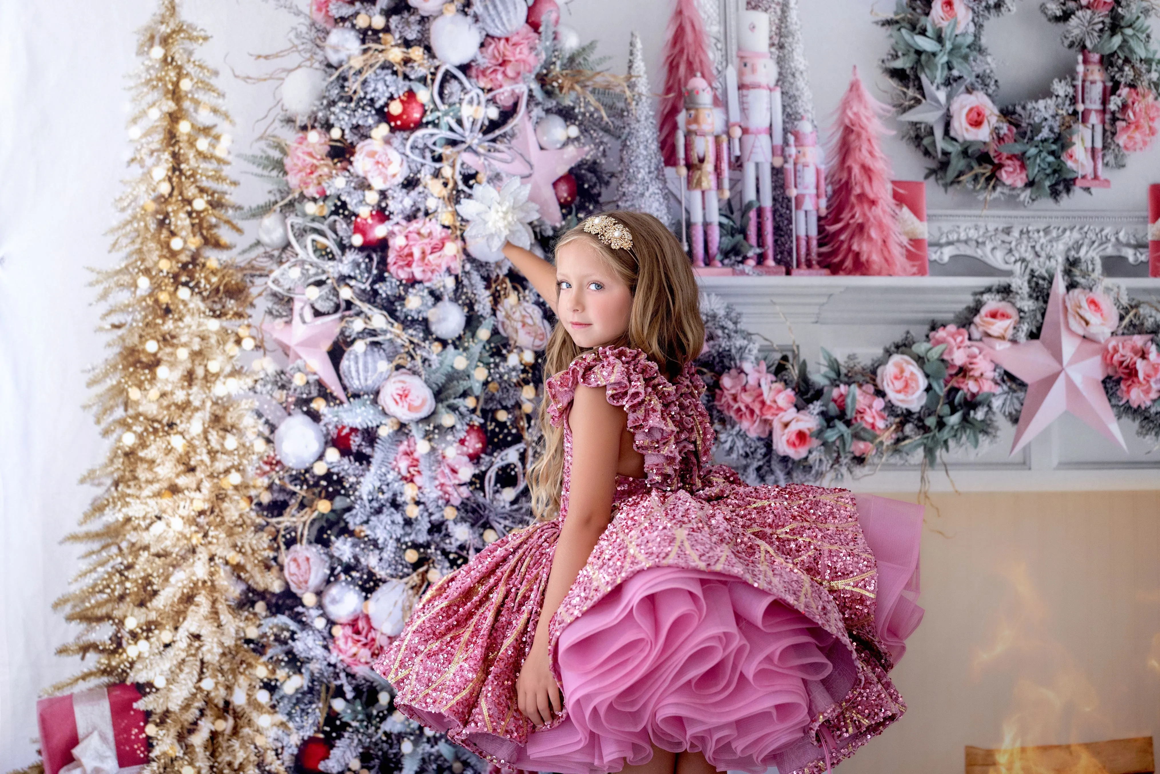 Couture Rental Gown Nutcracker Dance  Pink Petal Length Dress  6-7 Year