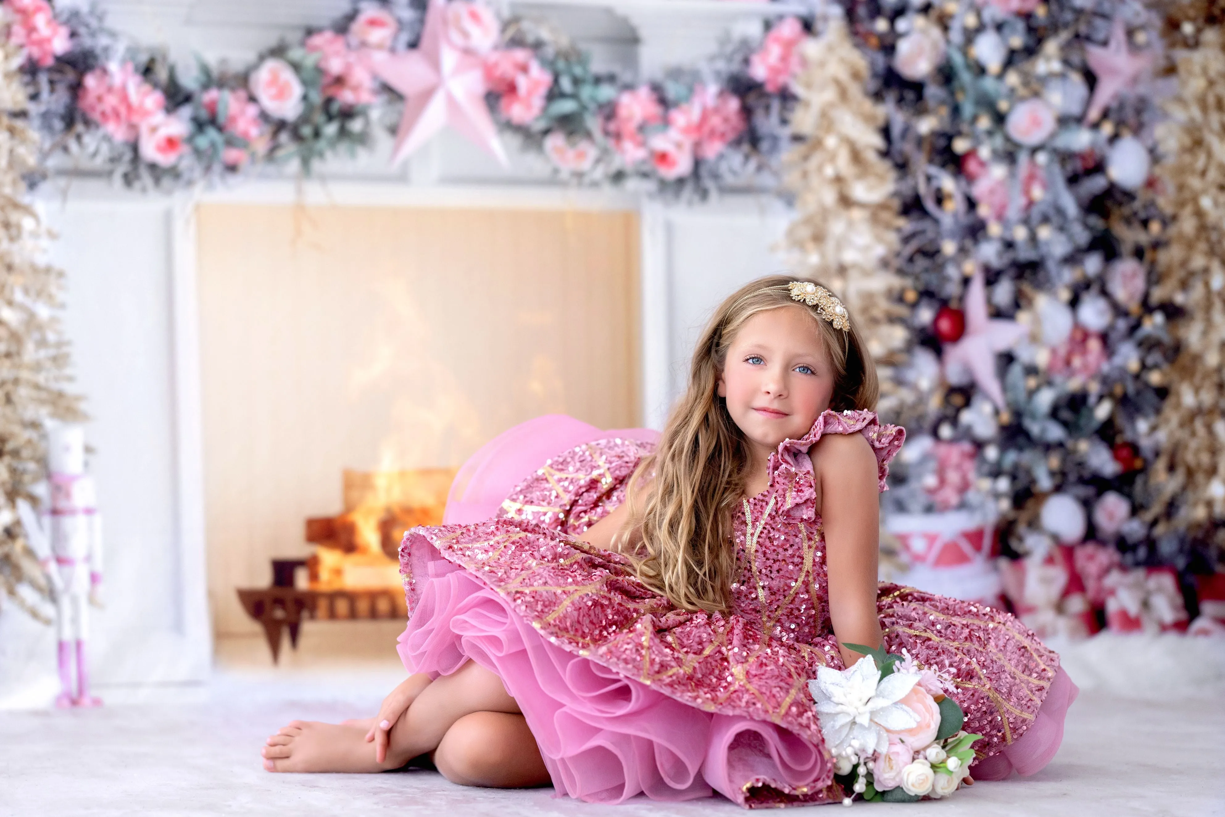 Couture Rental Gown Nutcracker Dance  Pink Petal Length Dress  6-7 Year