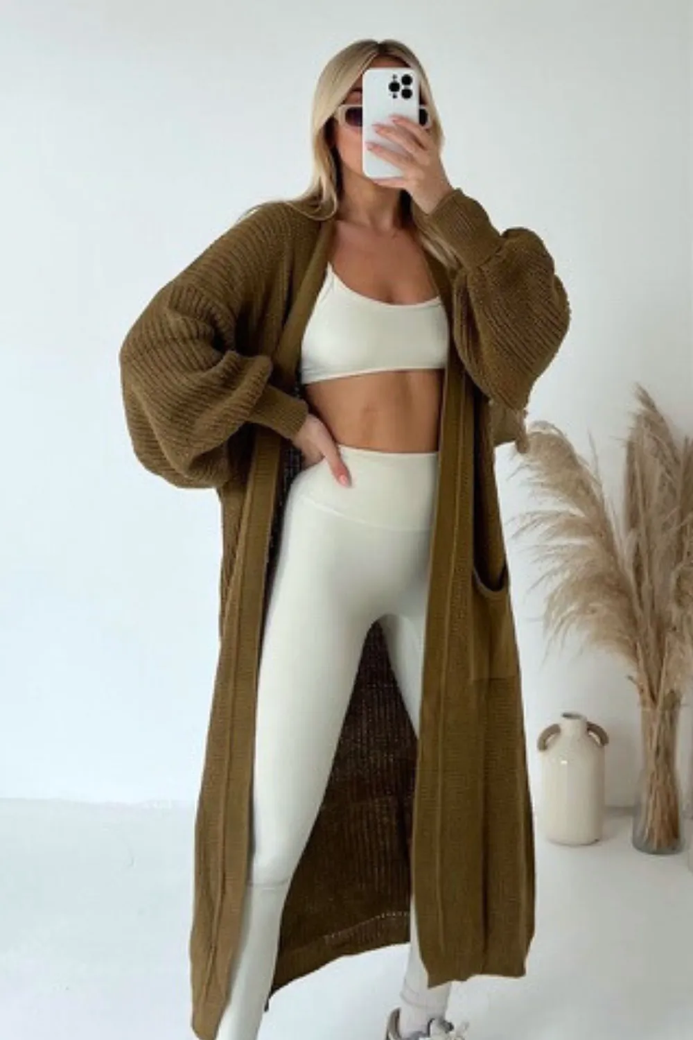 Daisy camel long knit cardigan