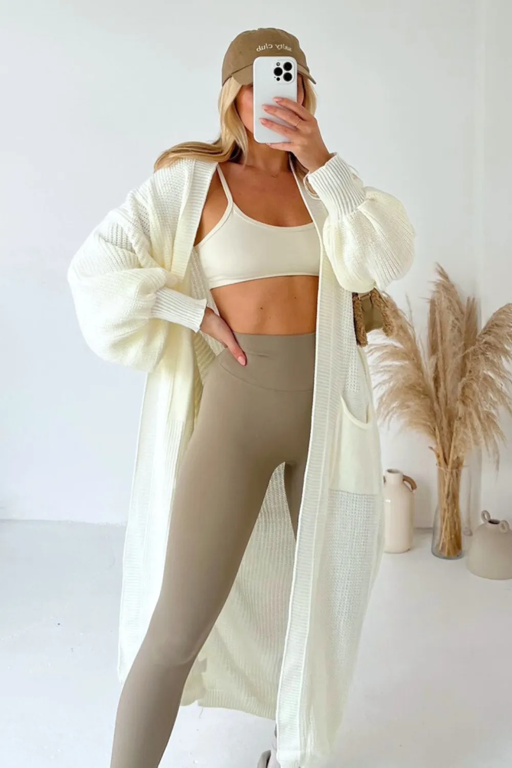Daisy cream long knit cardigan