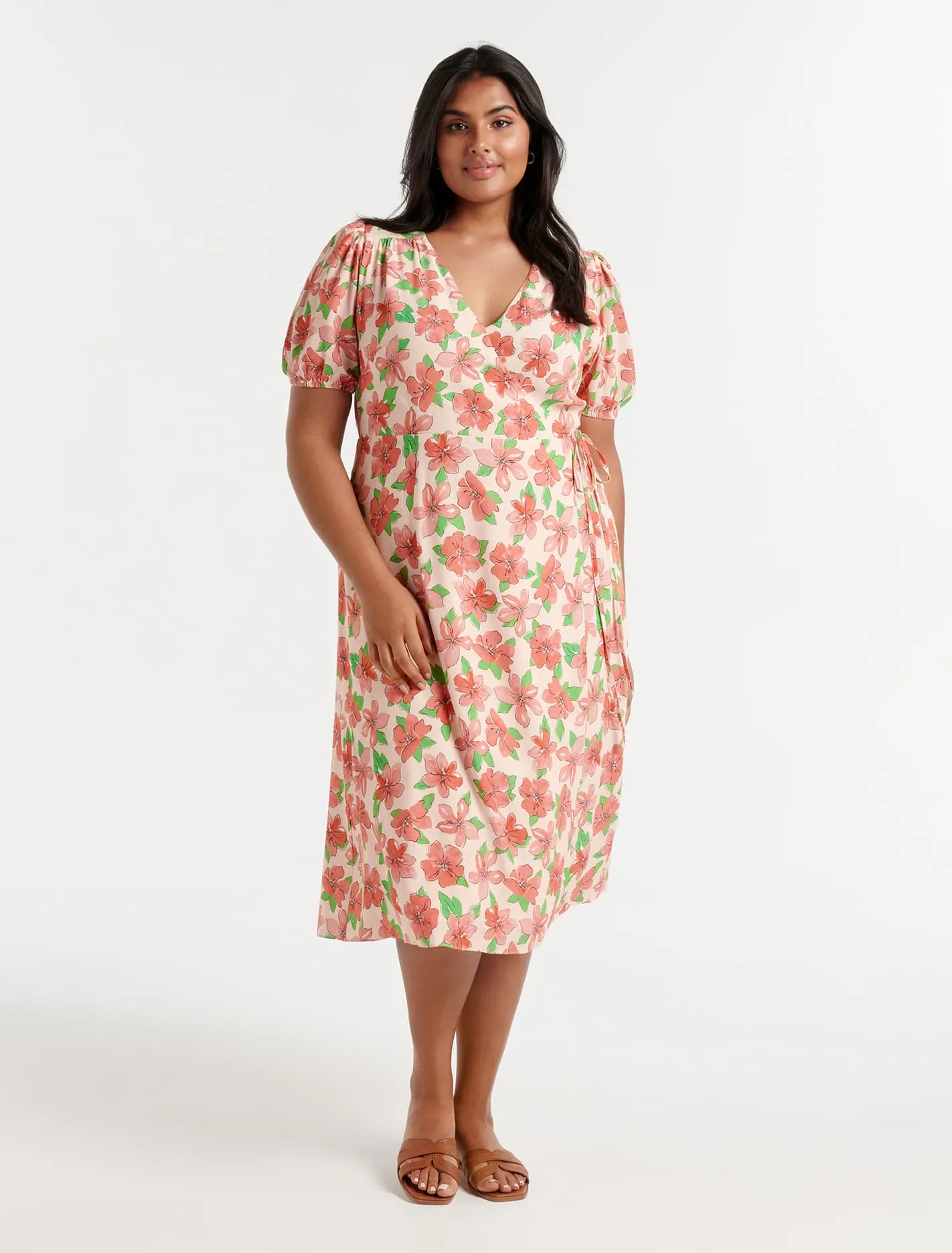 Daisy Curve Midi Wrap Dress