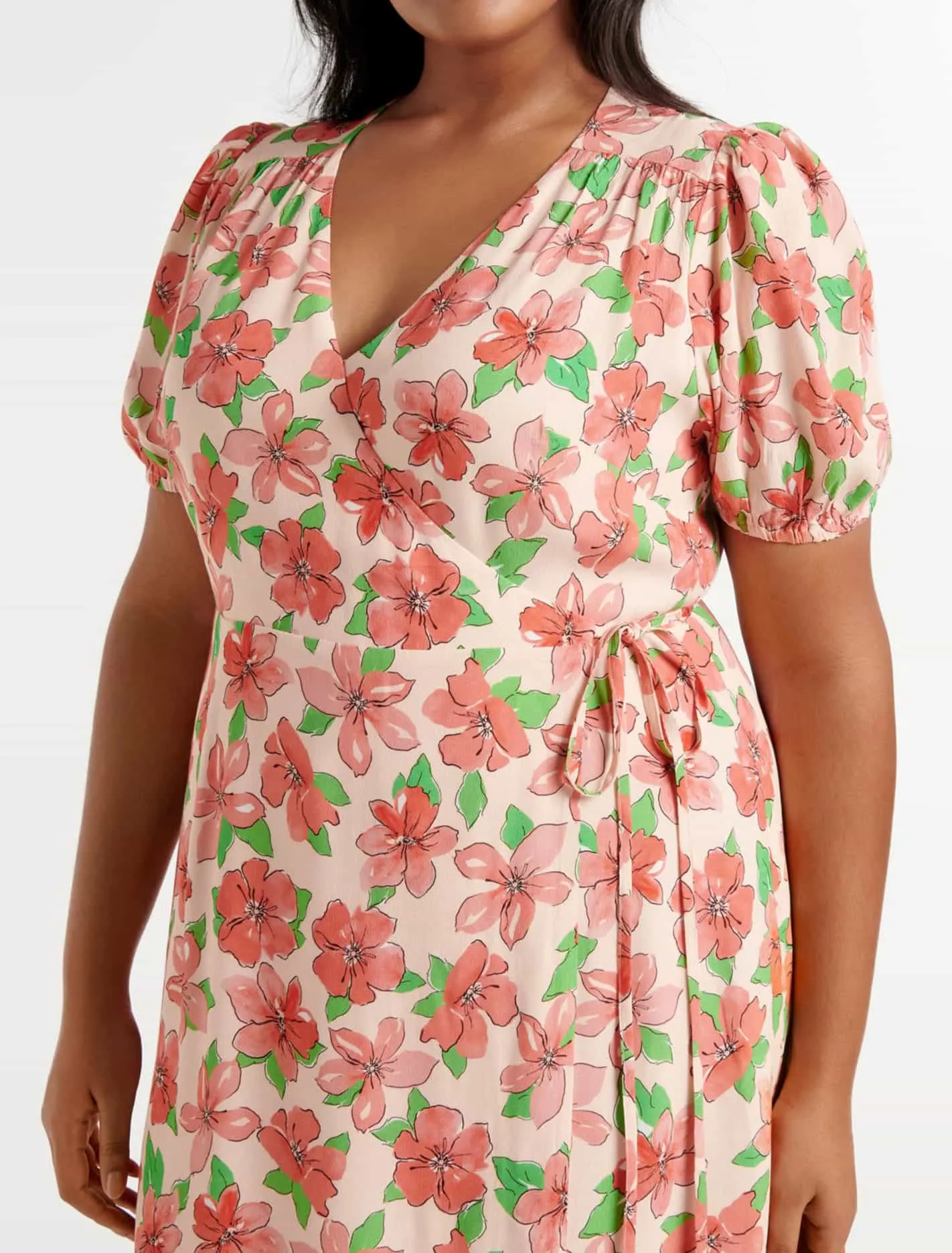Daisy Curve Midi Wrap Dress