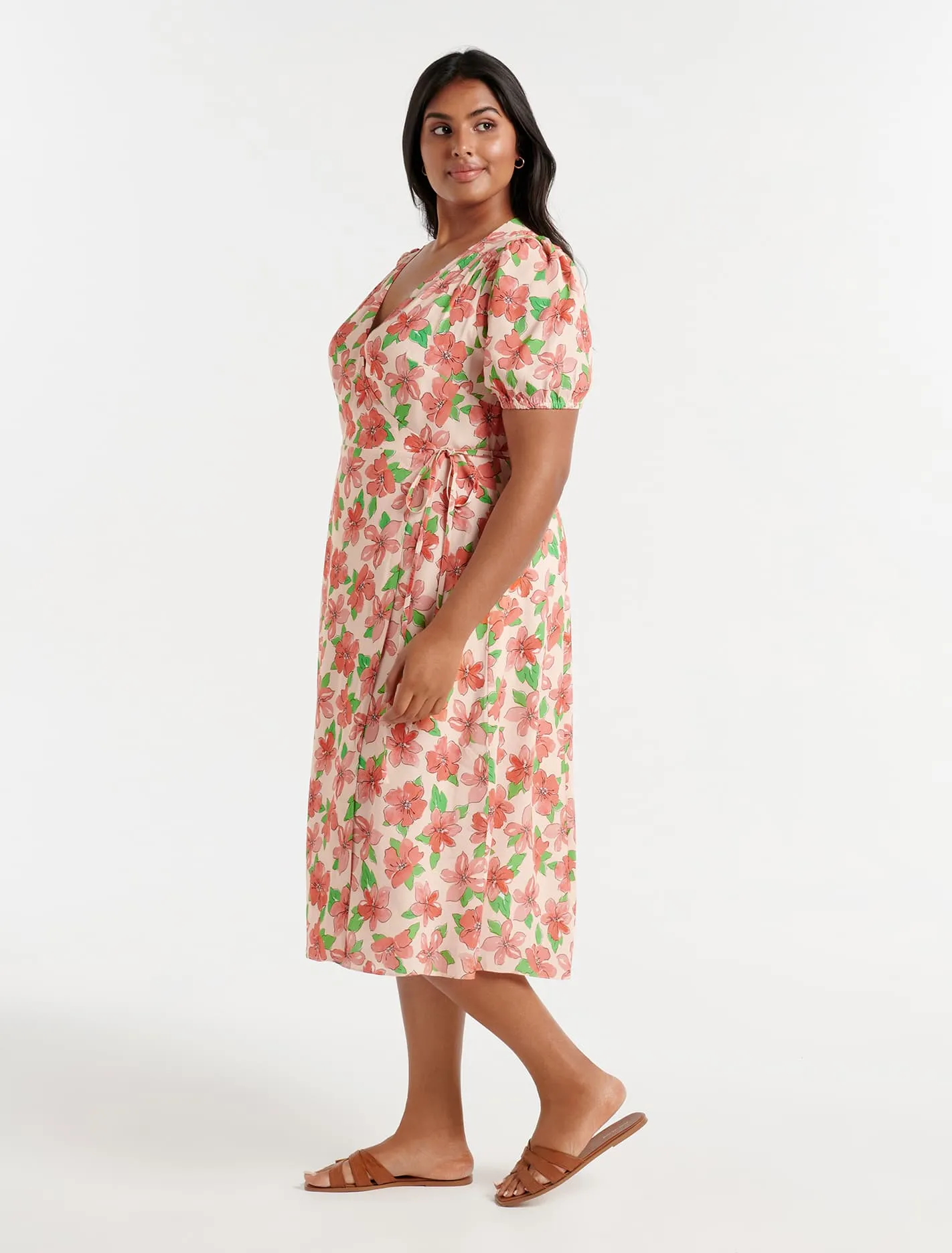 Daisy Curve Midi Wrap Dress